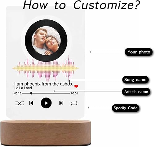 Miniatura 119 de Placa de Spotif personalizada con código de Spotif escaneable, regalos de fotos personalizados, cubierta de álbum de canciones acrílicas, regalos