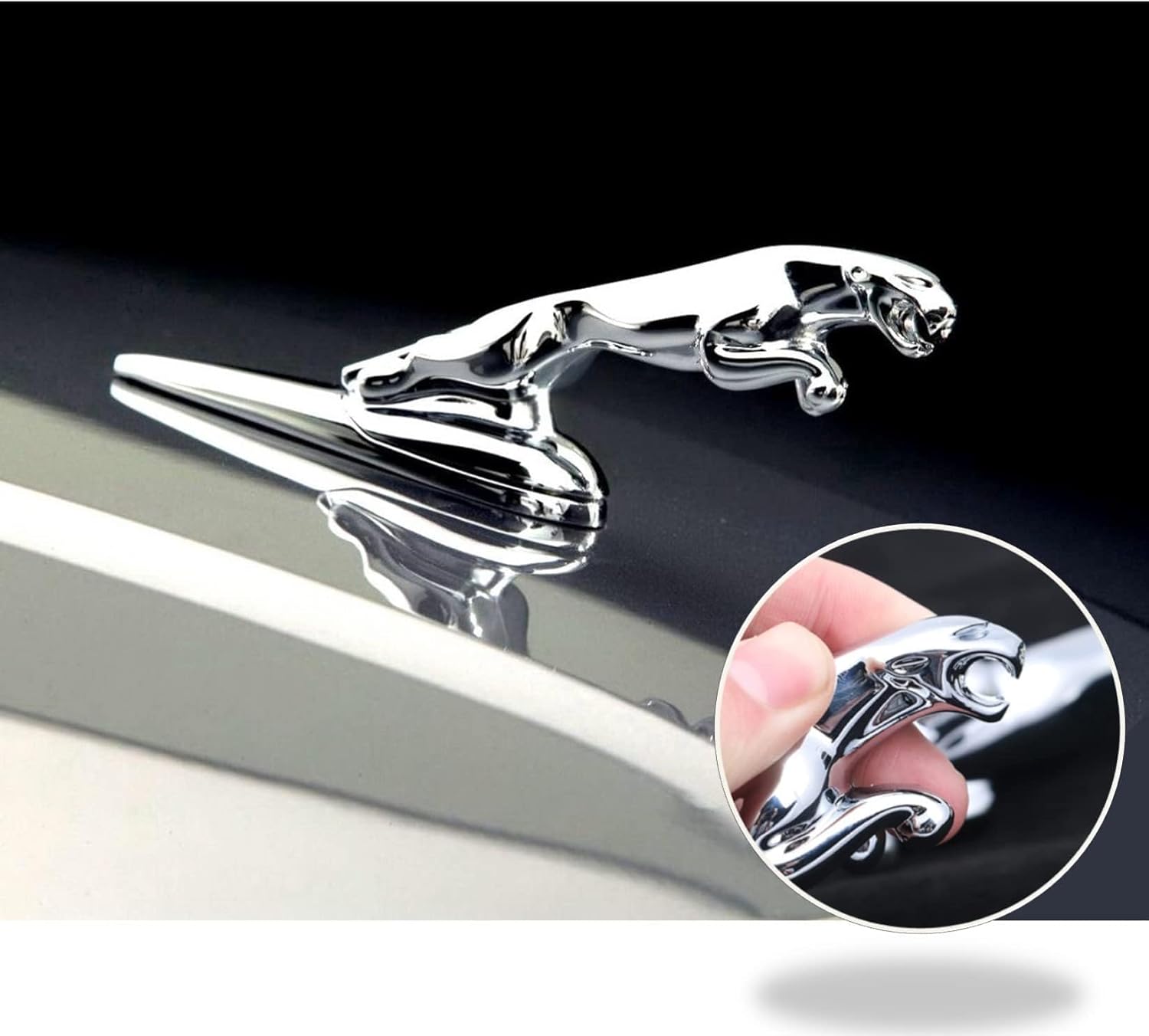Hood Emblem - Compatible with XE, XF, XJ,F-Type,F-Pace Accessories- 3D Classical Design - Hood Emblem in Chrome/Black Finish(Chrome) Hood Chrome