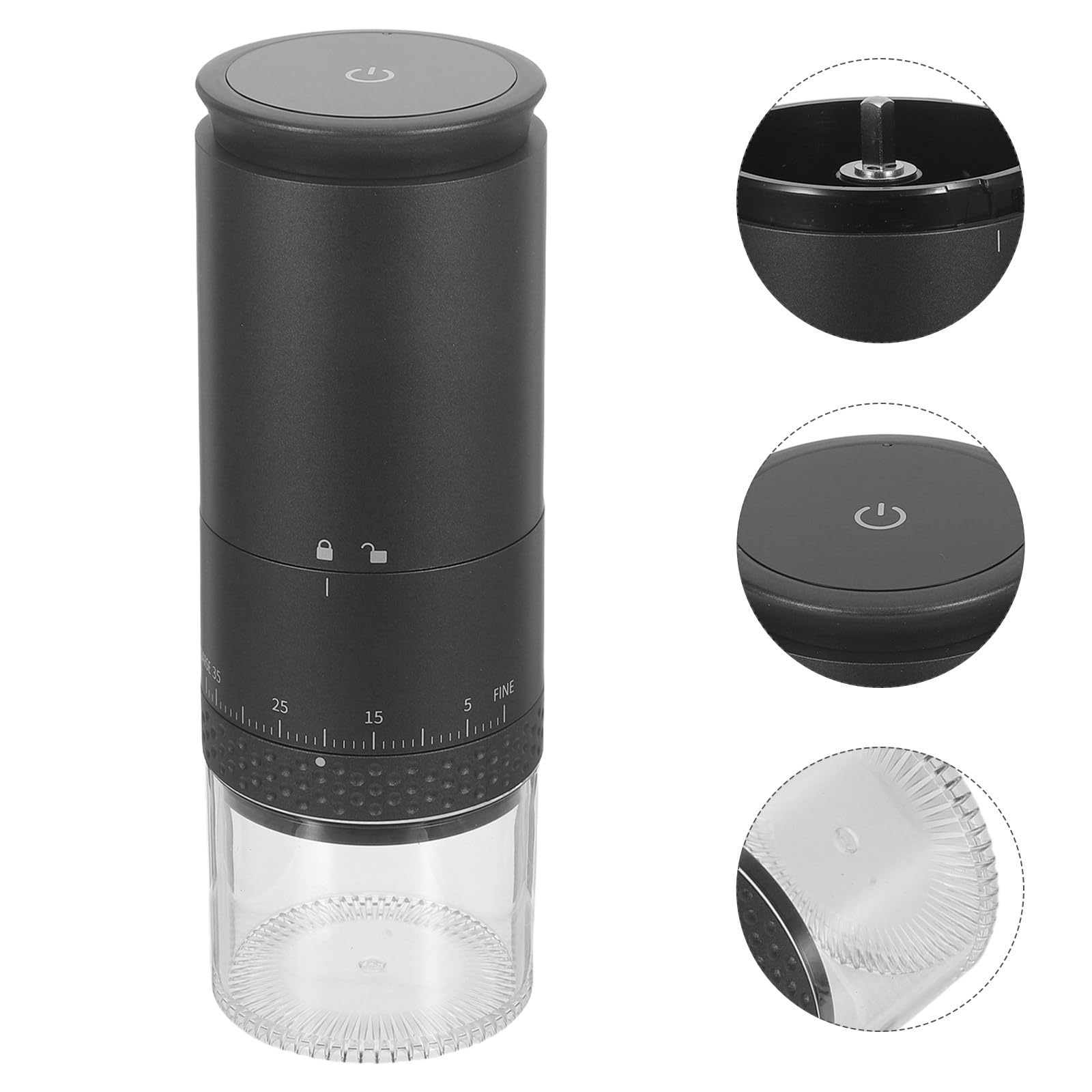 Cabilock Molinillo de Café Eléctrico Compacto con Tecnología de Molienda de Precisión y Capacidad para 25g de Granos y 50g de Café Molido para Uso en Cocina y Hogar