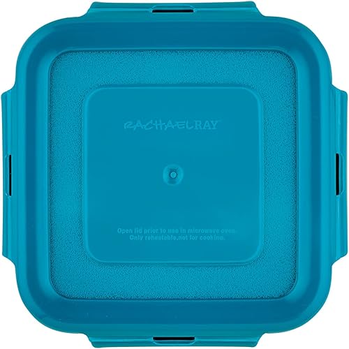 Miniatura 8 de Rachael Ray Juego de contenedores apilables a prueba de fugas, 10 piezas, cuadrado, tapa verde azulado