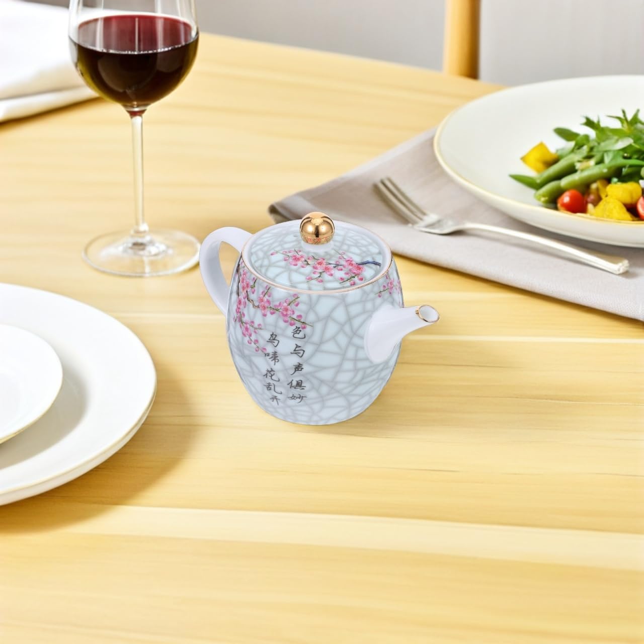 1kawałek Czajniczek Ceramiczny z Motywem Kwiatowym Odporny Wysoką Temperaturę Elegancki Do Serwowania Herbaty Idealny Do Użytku Domowego i Biurowego