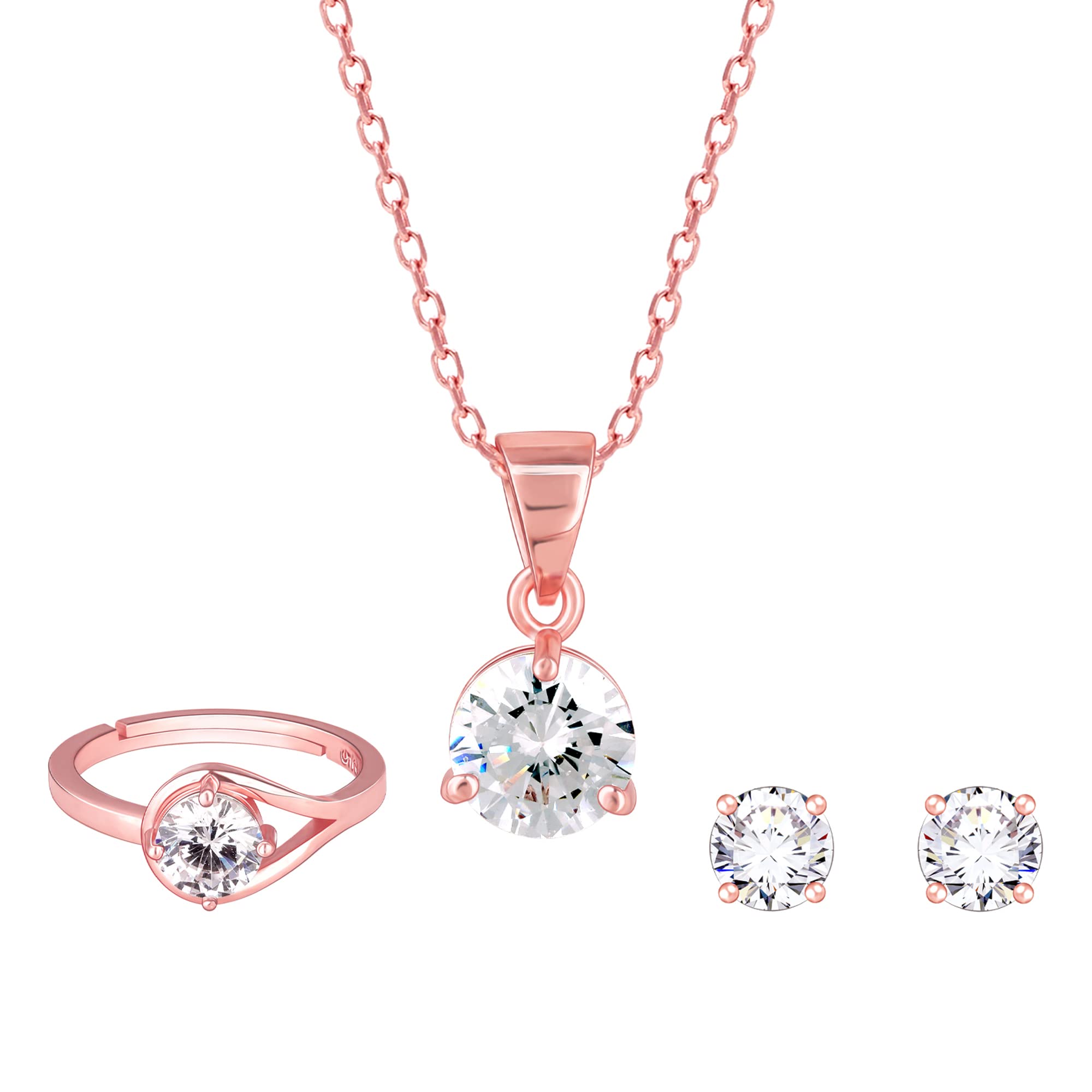 GIVA 925 Silver Rose Gold Classic Zircon Set of Three |Gifts for Girlfriend, Gifts for Women and Girls | With Certificate of Authenticity and 925 Stamp | 6 Month Warranty* (B0B88L9XWC) Amazon Price History, Amazon Price Tracker
