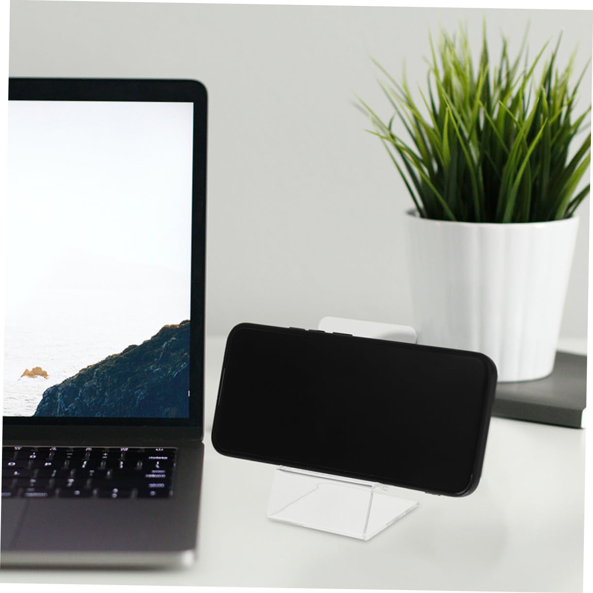 Mikikit 15pezzi Supporto da Scrivania per Cellular Acrilico Trasparente Ripiano Espositivo per Smartphone e Tablet Stabile e Compatto per Uso Domestico Ufficio