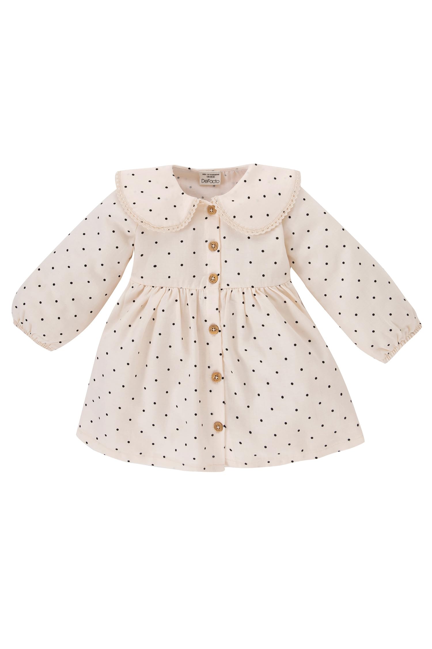 Kız Bebek Kız Bebek Puantiye Uzun Kollu Twill Elbise