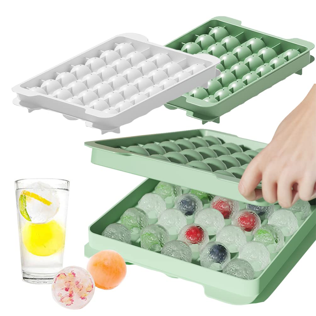 Photo 1 of Round Ice Cube Tray,Ice Ball Maker Mold for Freezer,Mini Circle Ice Cube Tray Making 1.2in X 66PCS Sphere Ice Chilling Cocktail Whiskey Tea & Coffee (green+white)