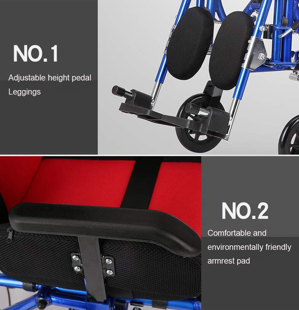 Wózek inwalidzki, dziecięce wózki inwalidzkie 26 kg transport medyczny ergonomiczny zaawansowany wygodny podłokietnik regulowane oparcia nogi 100 kg obciążenie 36 * 36 cm szerokość siedziska