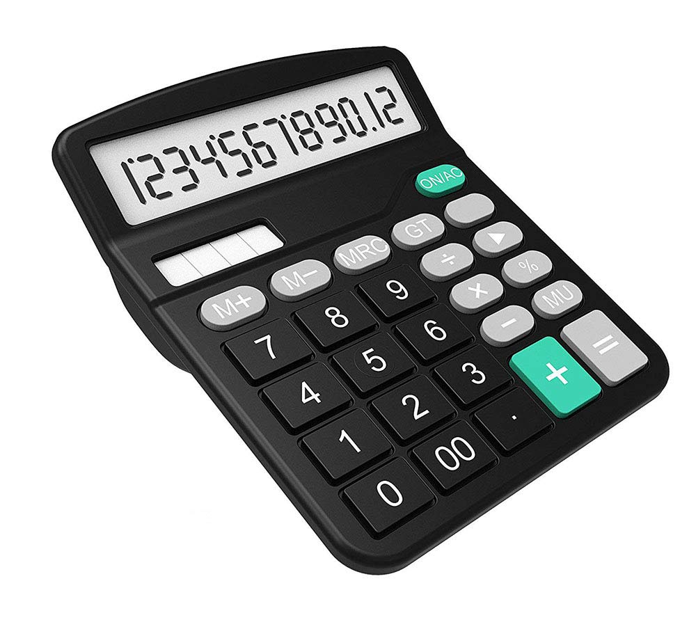 123Arts 12-Digit Dual Power LCD Display Standard Function Desktop Calculator