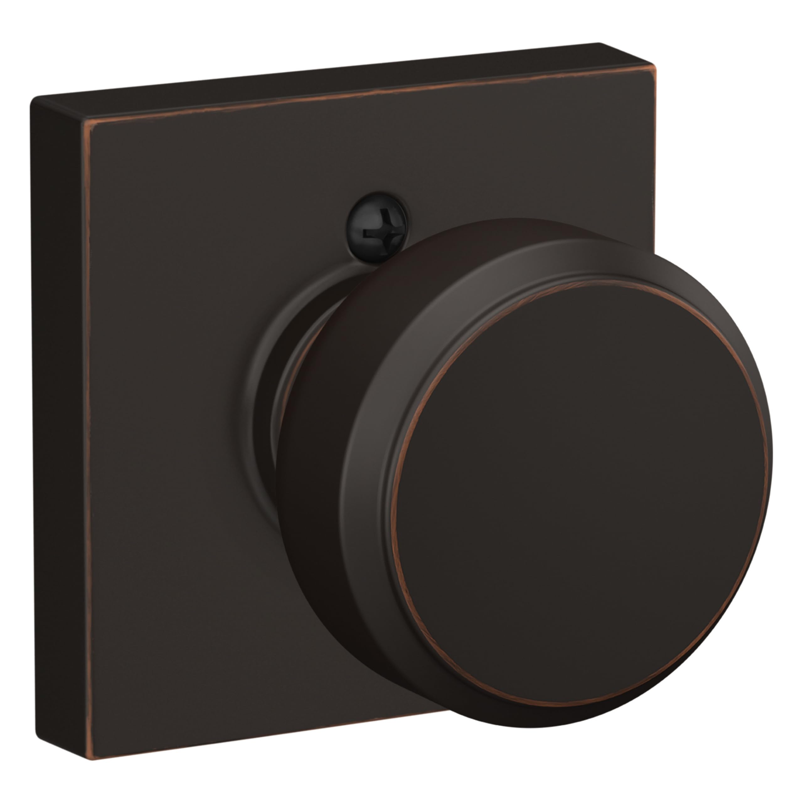 SCHLAGE Bowery Non-Turning Dummy Door Knob, Collins Trim, Aged Bronze
