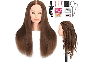 L7 Mannequin Head with Shoulders, 100% Real Human Hair Mannequin Doll Head