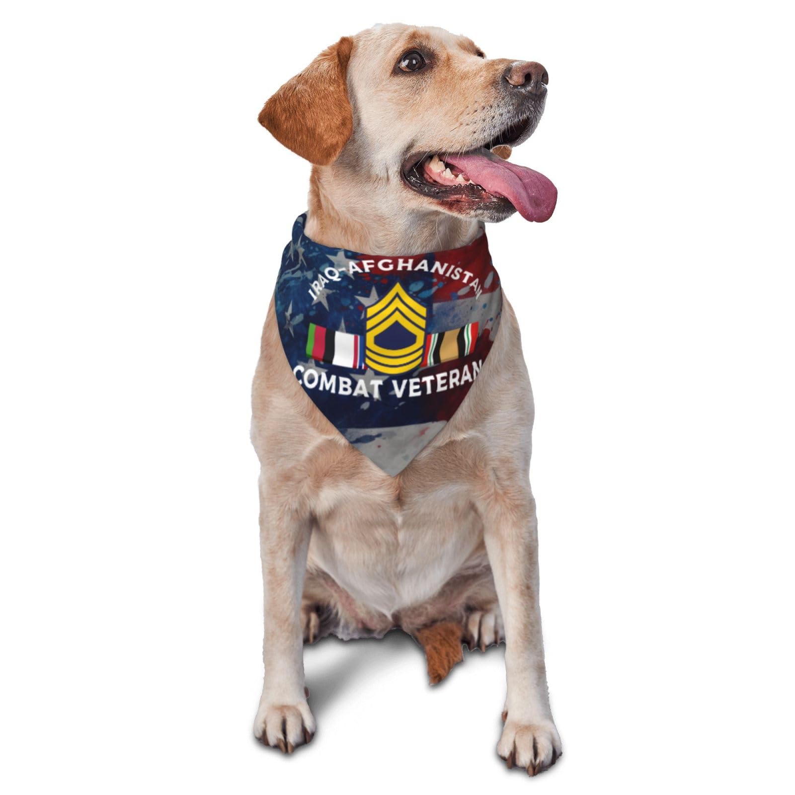 Us Army First Sergeantus Army Master Sergeant Iraq-Afghanistan Combat Veteran Dog Scarf Pet Bandana Cat Pet Bibs