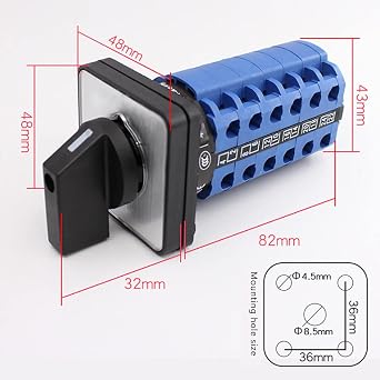 Generic 1Pcs Changeover Switch 3 Position 24 Terminals LW26-20 D606 Ui 380V Ith 20A Universal Rotary Cam Selector Transfer Switch Latching Switches, BlueBlack