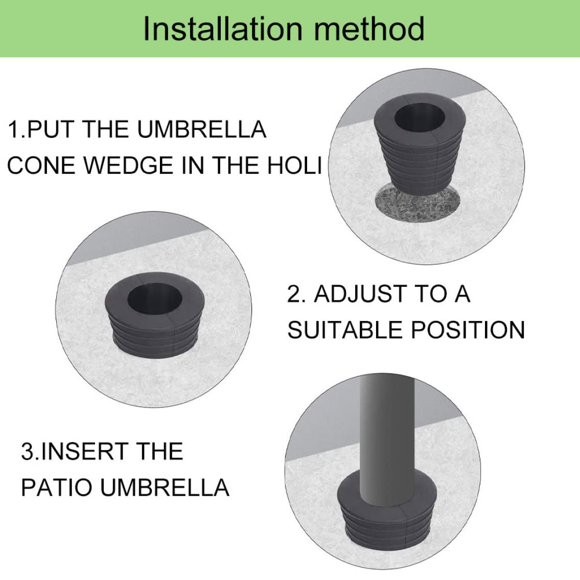 Muzrunq Parasol Base Insert Patio Table Umbrella Hole Ring Patio Table Umbrella Cone Wedge Table Parasol Hole Ring Plug Base Stand for Garden Shop Black 2PCS.