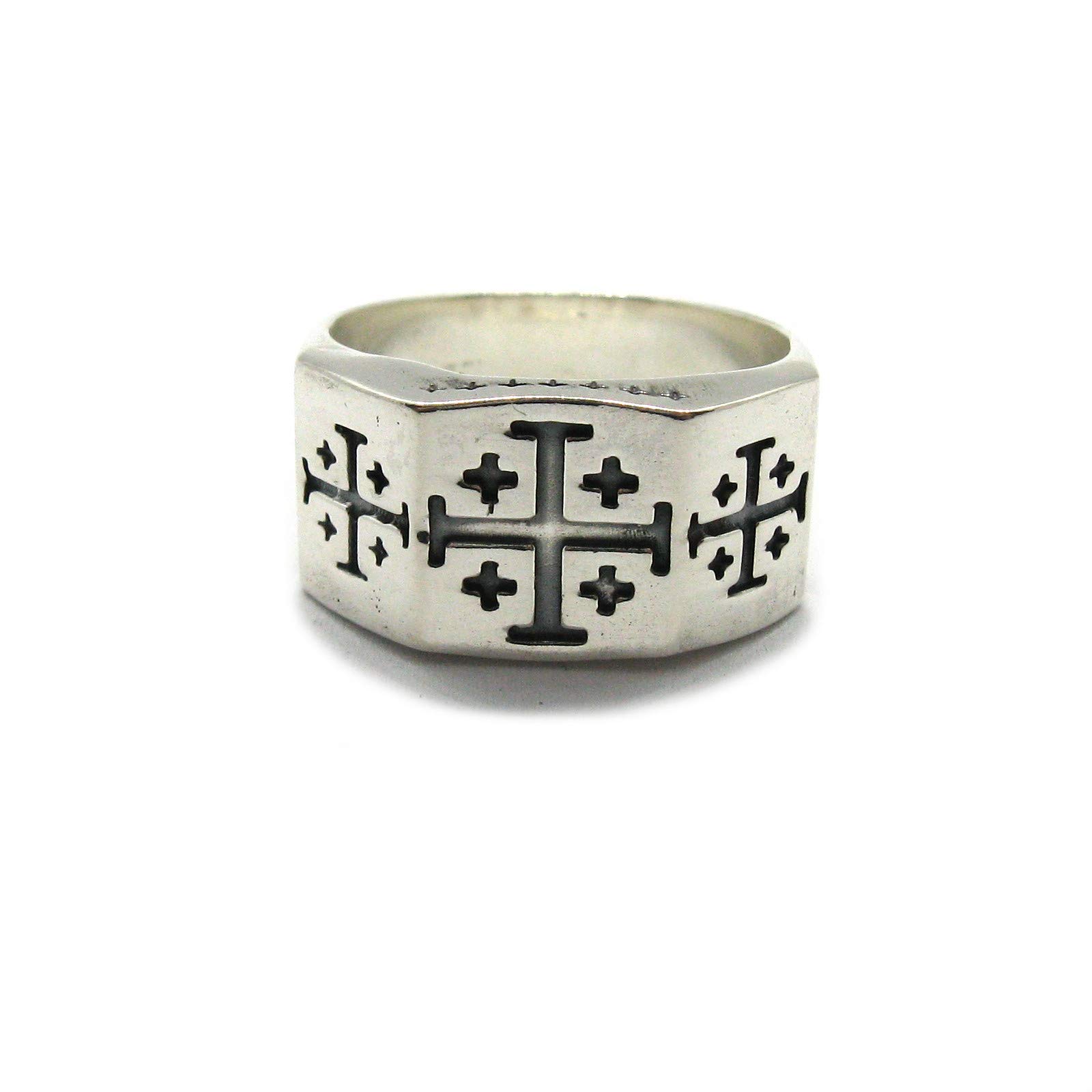 Anillo de plata de lay sólido 925 Cruz de Jerusalem R001965 Empress