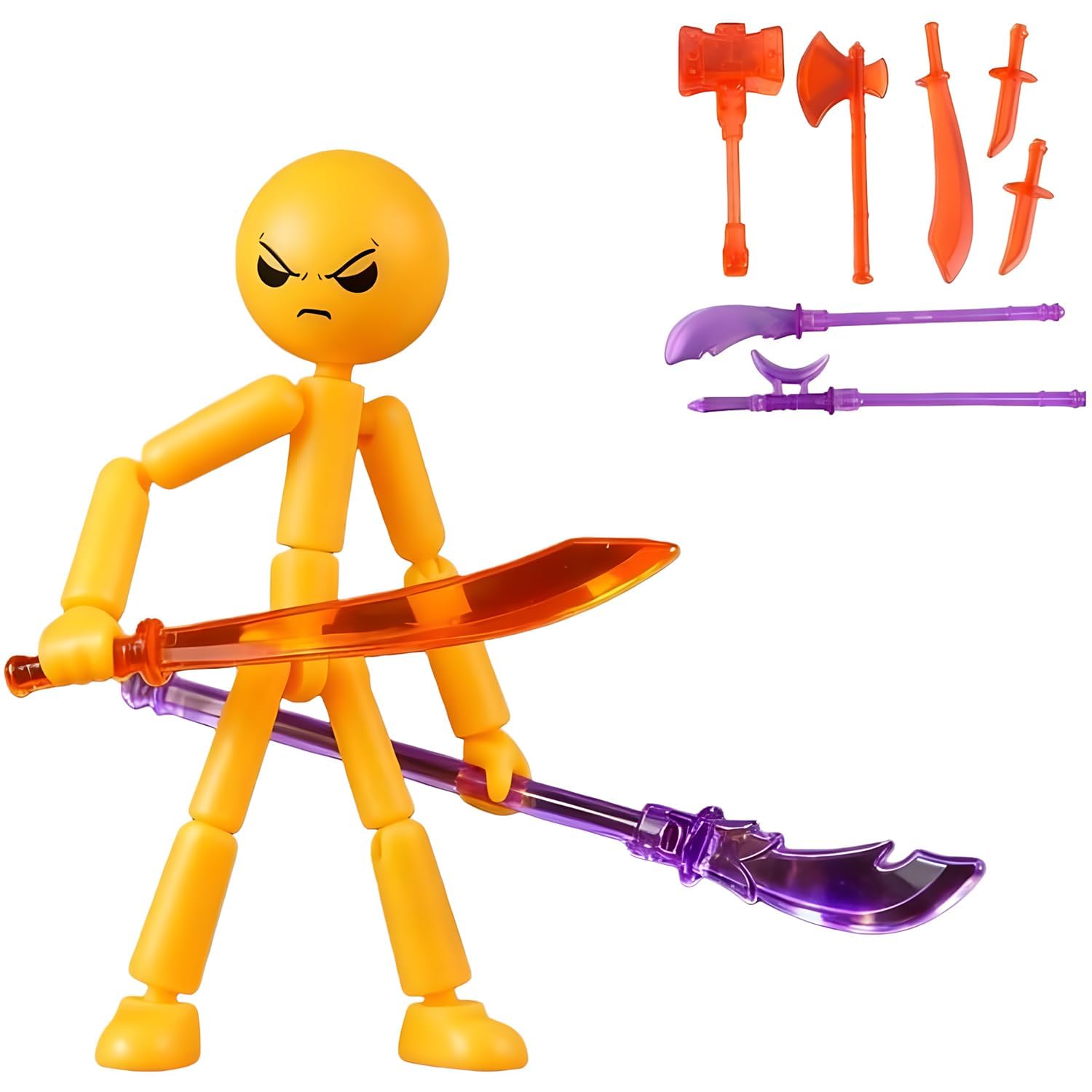 7-Piece Stickman Action Figure Bundle, Collectible Figure with 6 Random Color Figure Accessories, Desktop Ornament for Display and Model Play-image-32