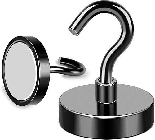 Miniatura 6 de MIKEDE Ganchos magnéticos, 80 libras + ganchos fuertes para imanes resistentes, ganchos magnéticos negros para neodimio con ganchos, ganchos de