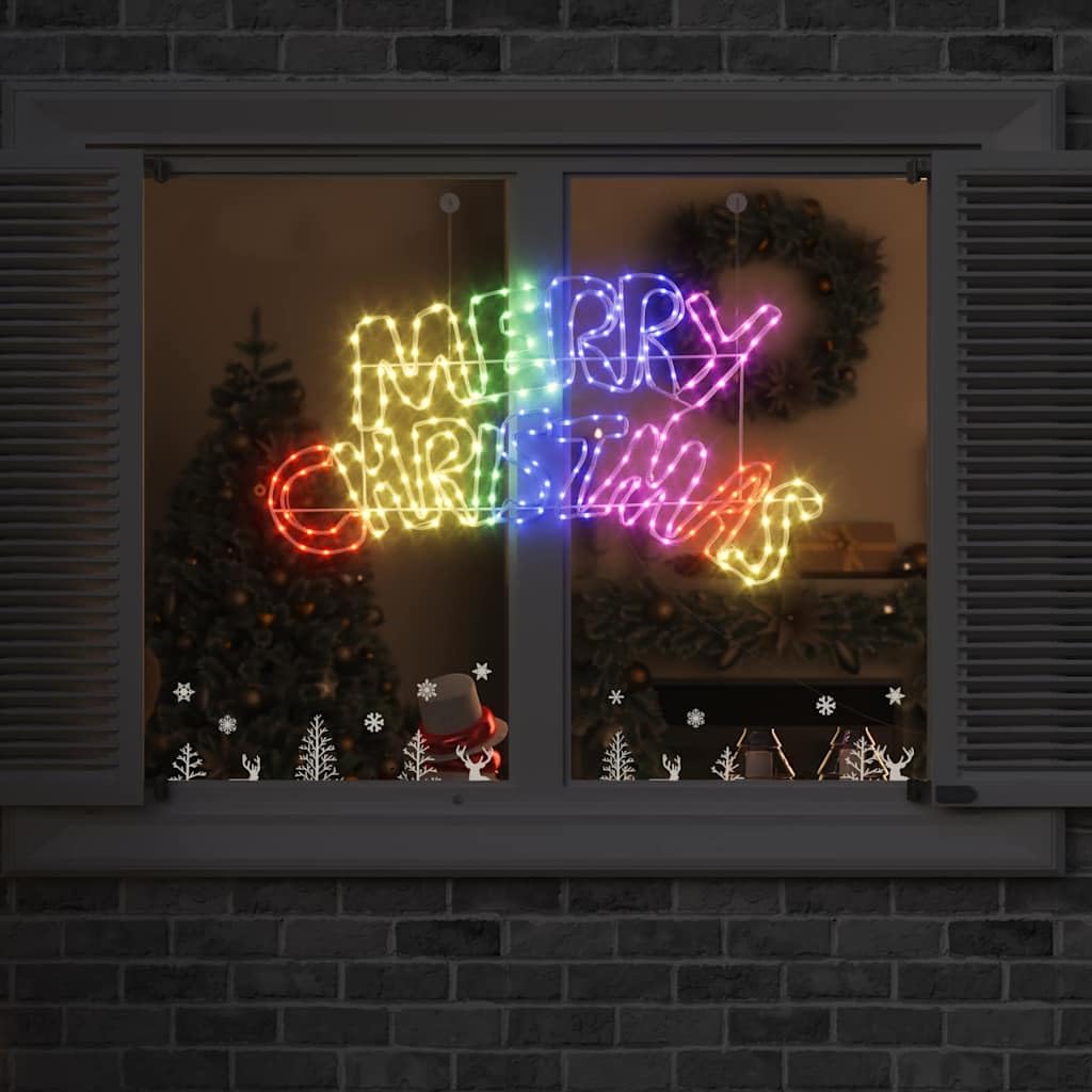 Cartel de Navidad con 240 LED multicolor, 99,5 x 54 cm, PVC, resistente, para interior y exterior, decoración festiva de Navidad, incluye adaptador, ideal para Adviento y decoración de