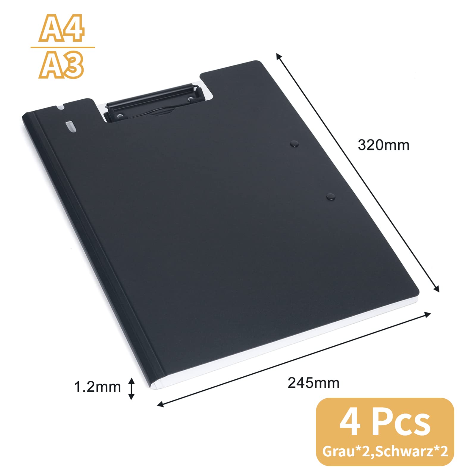 2 Portablocco A4 Con Portapenne - Clip Da Appendere Per Ufficio, Cucina O Officina | Nero - Foto 4