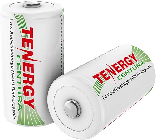 Tenergy Centura - Batería recargable NiMH de 12 V batería D de baja autodescarga de 8000 mAh batería de tamaño D precargada paquete de 2 unidades
