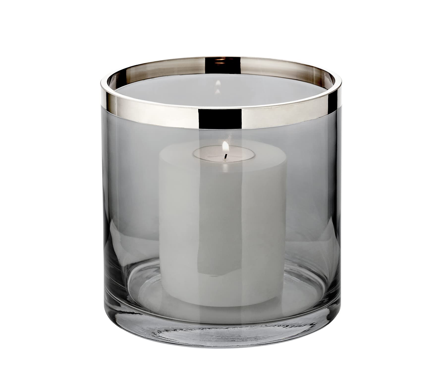 EDZARD set van 2 lantaarns Granada (H 25 cm, ø 9 cm) glas uit één stuk, zilverkleurige voet, indoor en outdoor, voor kaarsen tot ø 8 cm, ideaal voor de permanente kaars