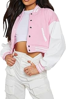 Chaqueta bomber corta para niñas de la escuela secundaria Letterman