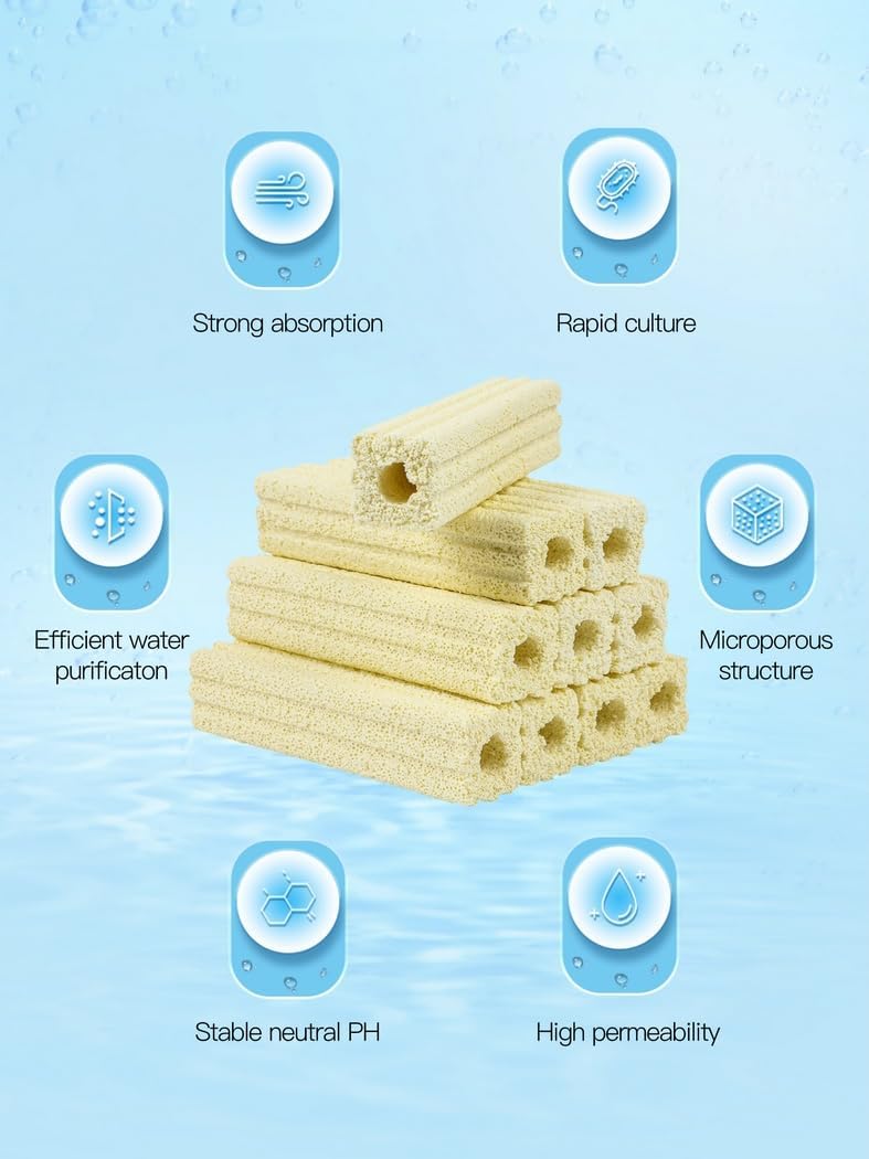 for Koi Pond, Sump Tank, Top Filters, Canister Filter, Twenty Pieces Large 6.3 Inches Aquarium Bio Media Blocks, Ceramic Fish Tank Bio Filter Media with Dense Tiny Holes