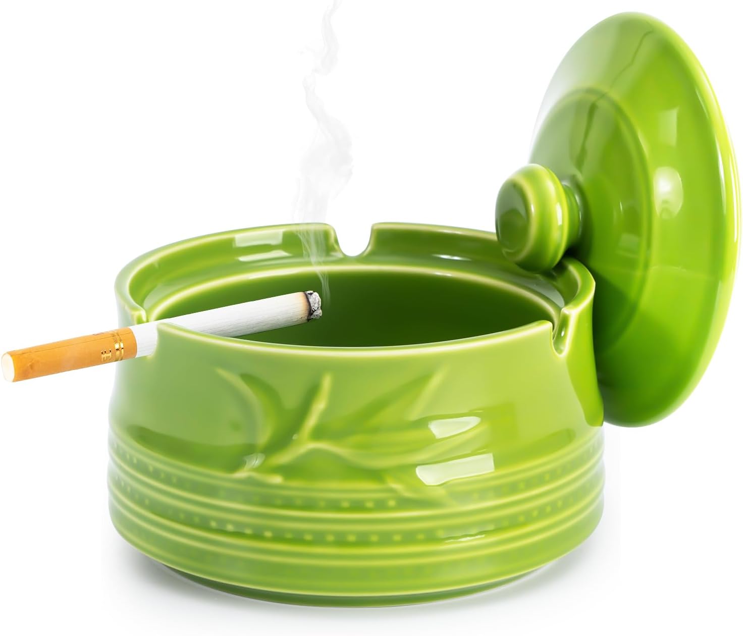 EZEJIAO Outdoor Ashtray, Cute Ashtray with Lid Ceramic