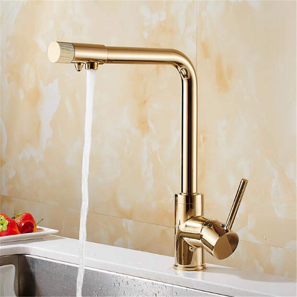 MXXQRHF Waterfilter Taps Gold/Chrome Kitchen Faucets Brass Mixer Drinking Kitchen Purify Faucet Kitchen Sink Tap Water Kitchen Faucet Filtered Crane for Kitchen,Golden Auspicious Clouds