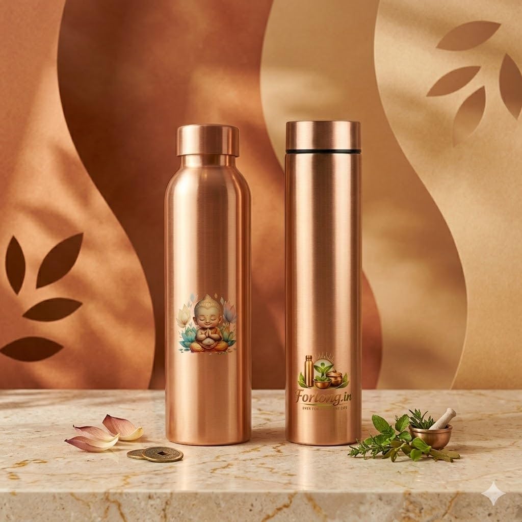 Forlong.in Divine Gold & Copper Bottle Set (900ML + 1L) | Baby