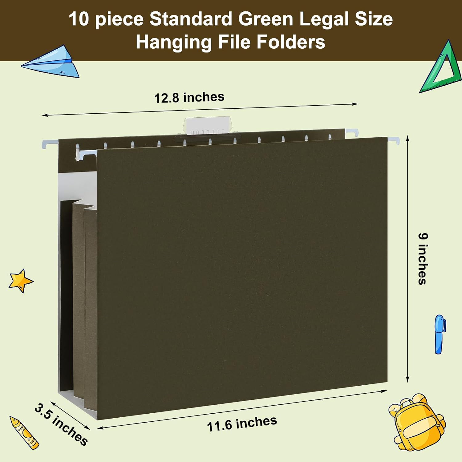 10 pack extra capacity hanging file folders letter size with tabs reinforced hanging folders expandable, heavy duty 3.5 inch expansion designed for bulky files medical charts