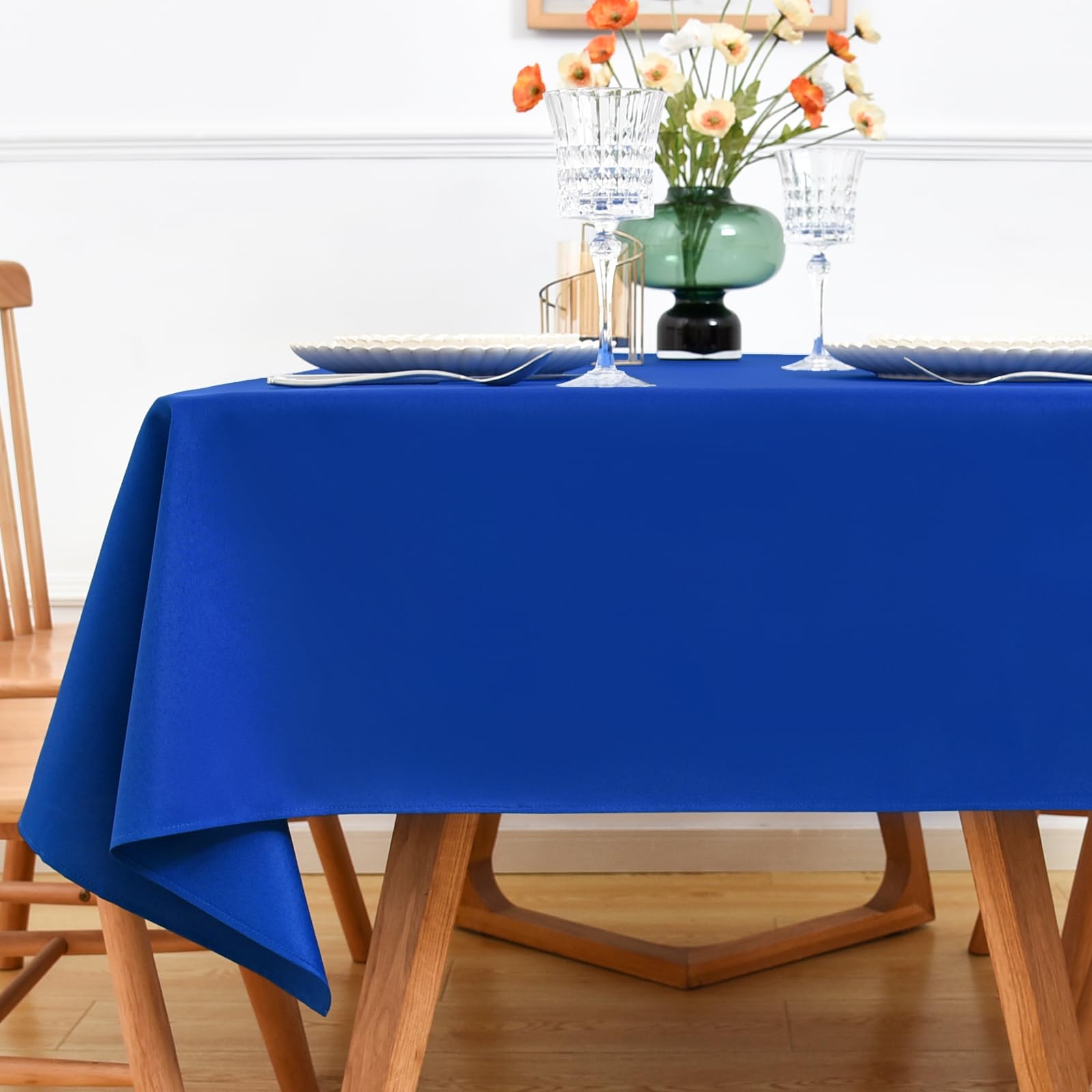 NEWISHER Royal Blue Rectangle Tablecloth Solid Color Tablecloths 138x275 cm