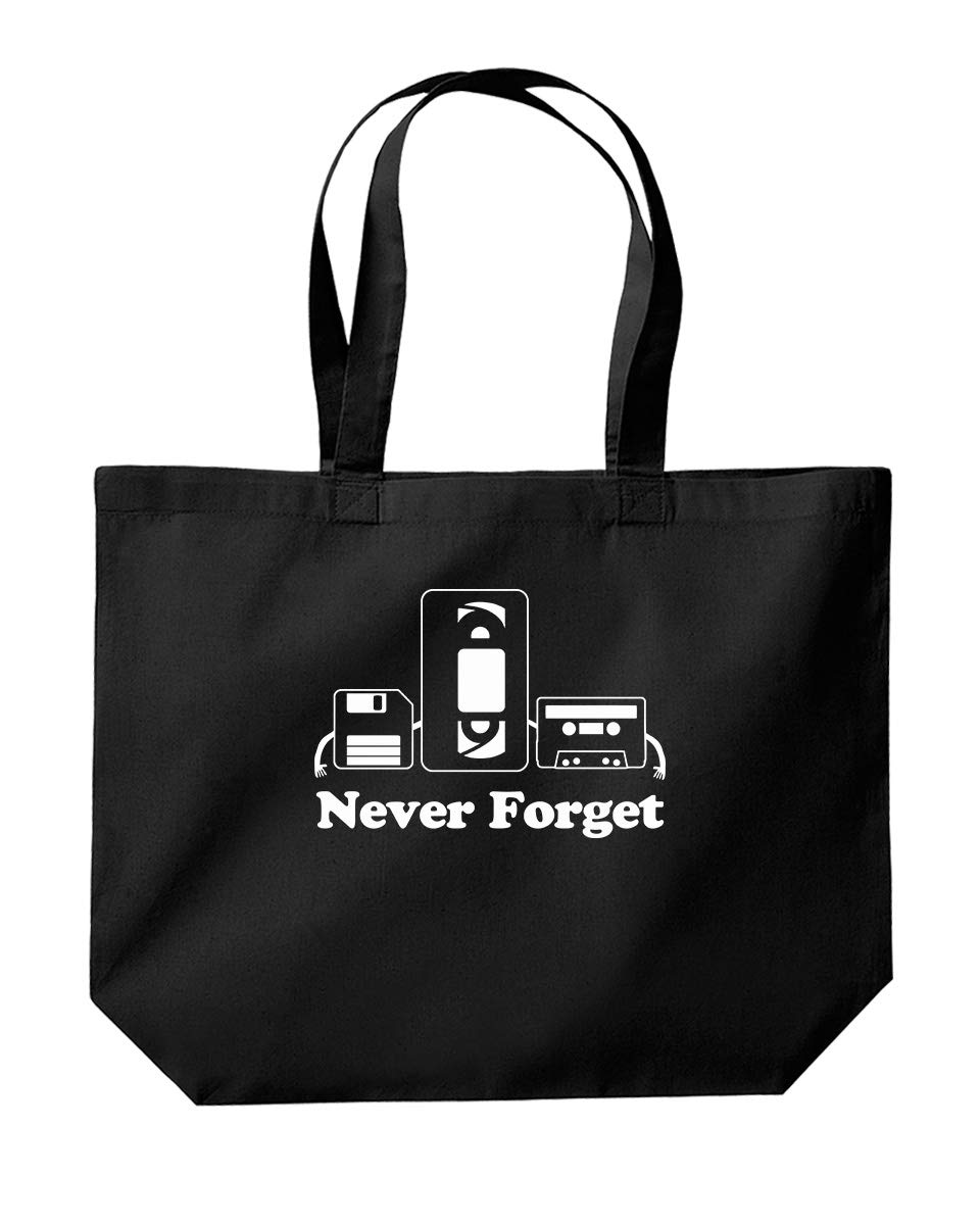 Daytripper Never Forget Floppy Disk VHS Cassette Tote Shopping Gym Beach Bag 39 x 35 x 13.5cm 18 litres