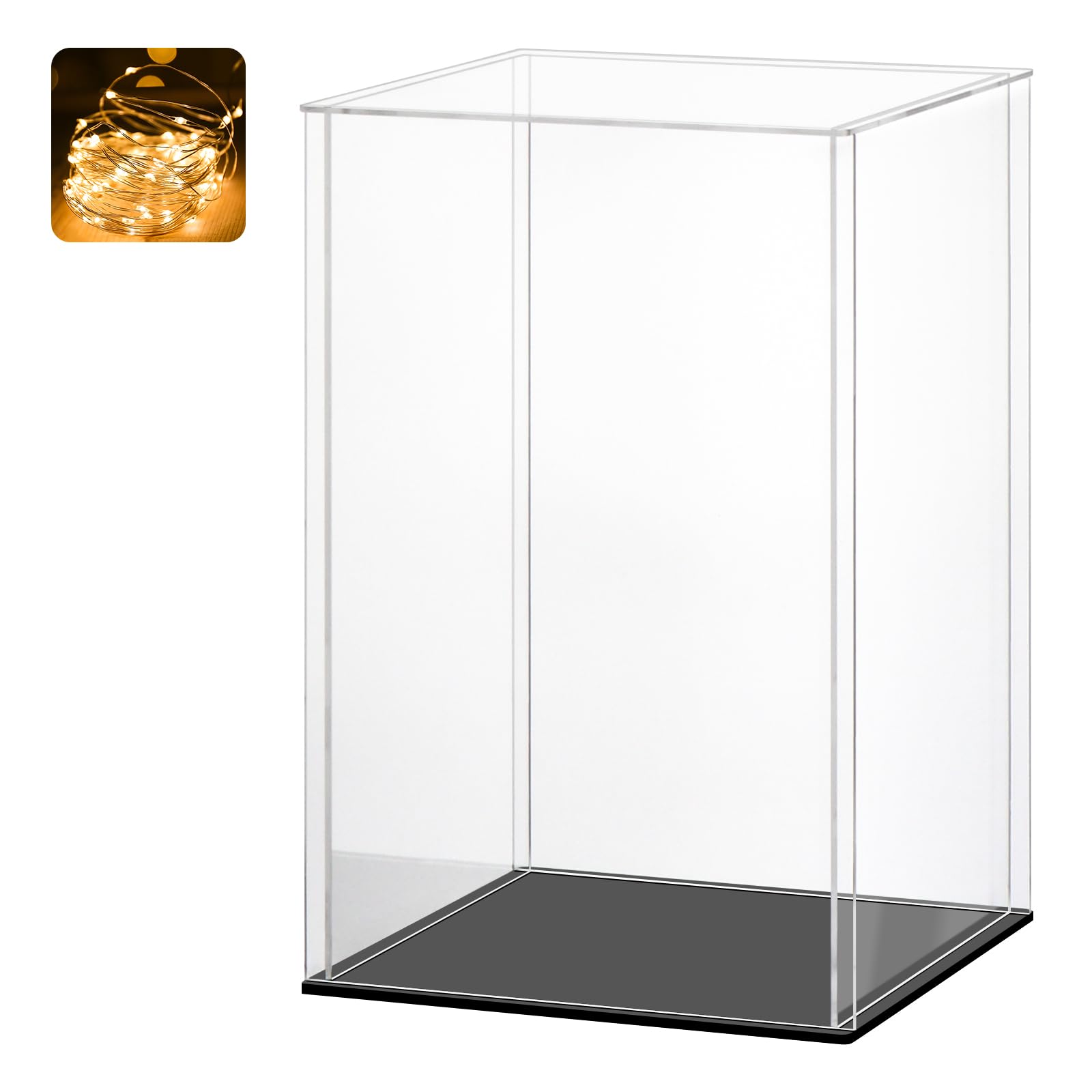 Vitrine Acrylique, Vitrine Exposition Transparent, Vitrine Figurine, Vitrine pour Collection, vitrine Voiture Miniature pour Figurines, Jouets, Objets de Collection, Noir (15x15x25 cm)
