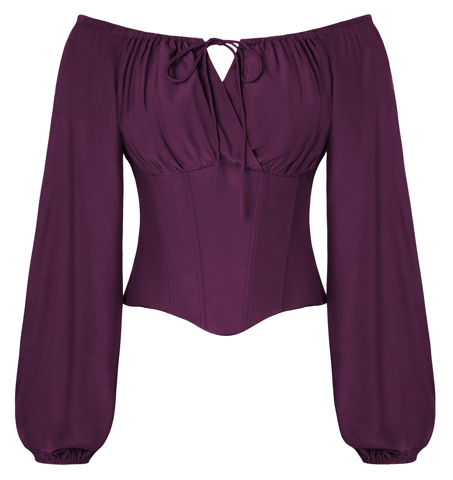 Scarlet Darkness Korsett-Oberteile für Damen, elastischer Ausschnitt, Renaissance-Hemd, Bauernbluse