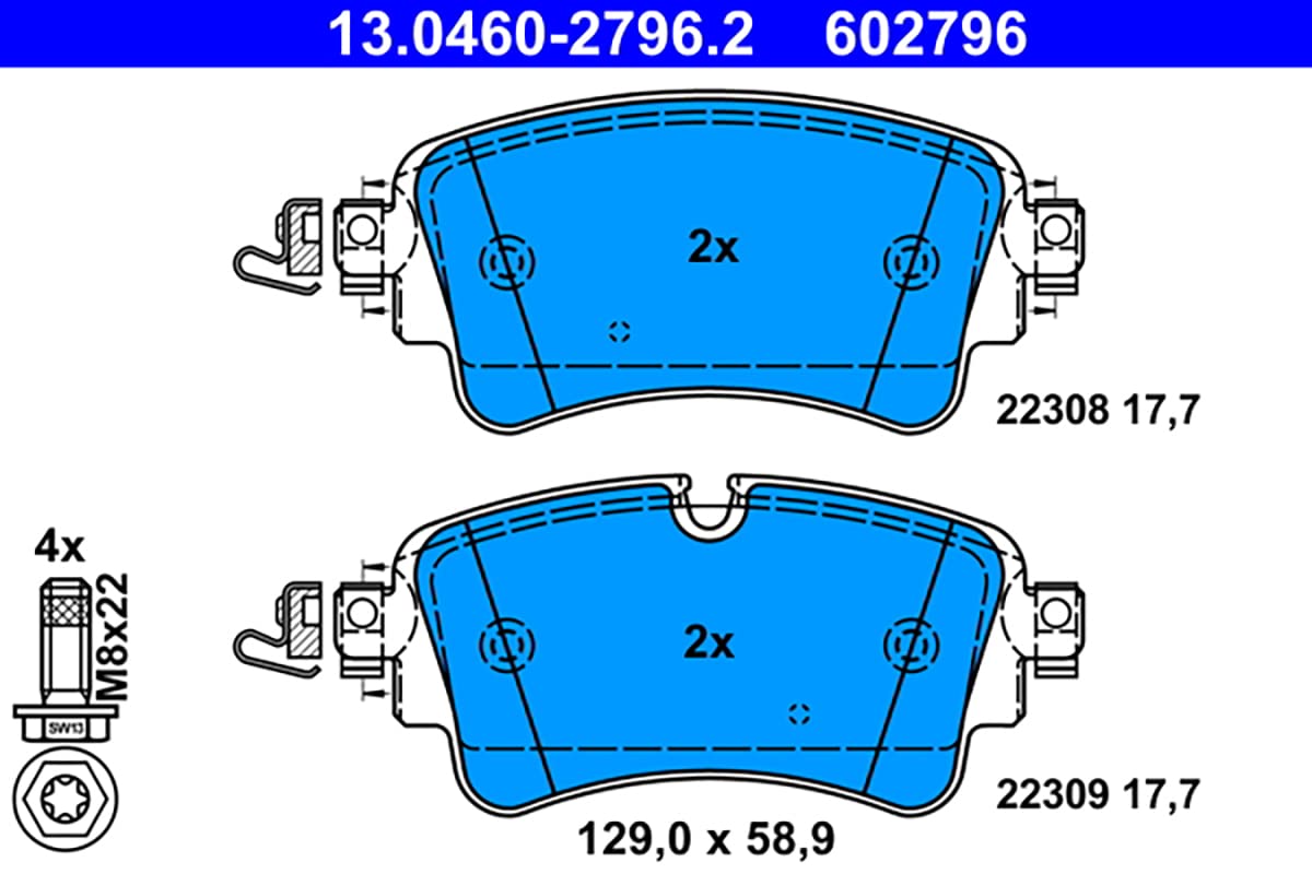 ATE Original Bremsbeläge - Belagsatz - für Scheibenbremse - 13.0460-2796.2 | Kompatibel mit: AUDI A4 Allroad B9, A4 B9, A4 B9 Avant, A5, A5 Cabriolet, A5 Sportback, A6 Allroad C8, A6 C8, A6 C8 Avant