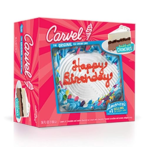 Carvel Pastel redondo de confeti de helado, helado de chocolate y vainilla, crujientes de chocolate y glaseado batido, 54 onzas (congelado)
