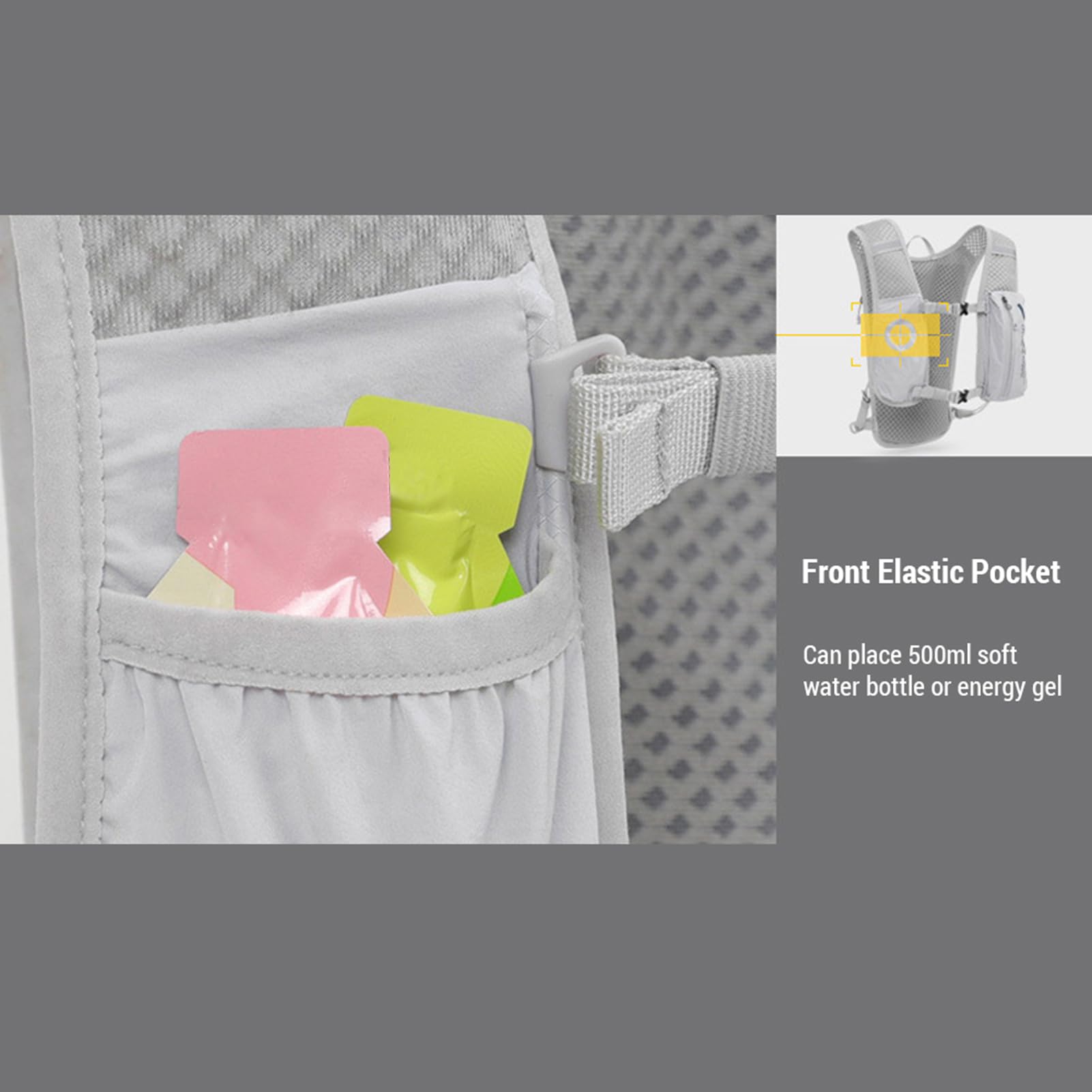 Mochila de Hidratación de 5 litros, Chaleco para Correr, Mochila Resistente Al Desgarro, Impermeable, Vejiga Hidratación, para Correr, Senderismo, Gris Claro y Oscuro