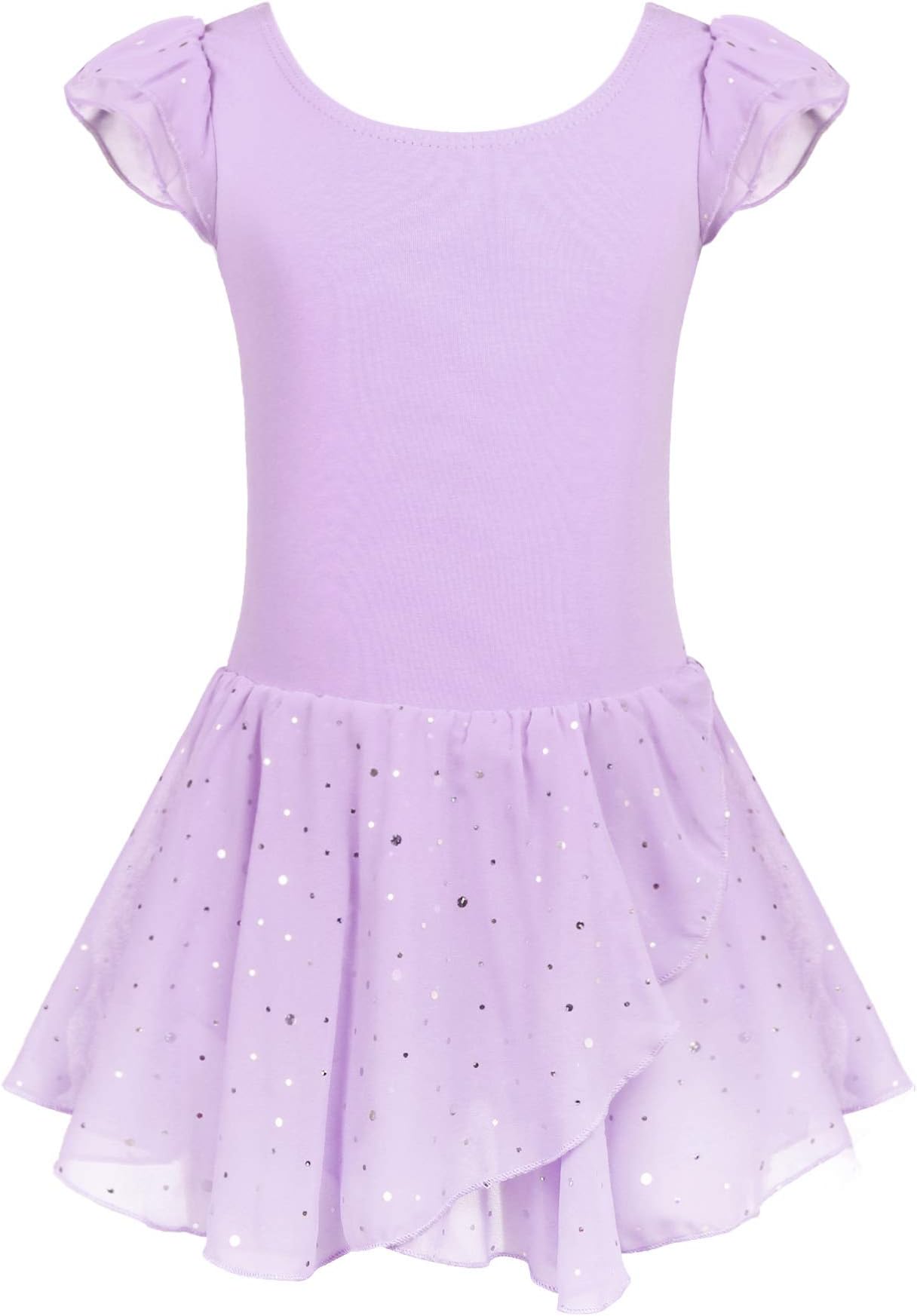 Girls Ruffle Sleeve Ballet Dance Dress Tutu Skirted Leotard