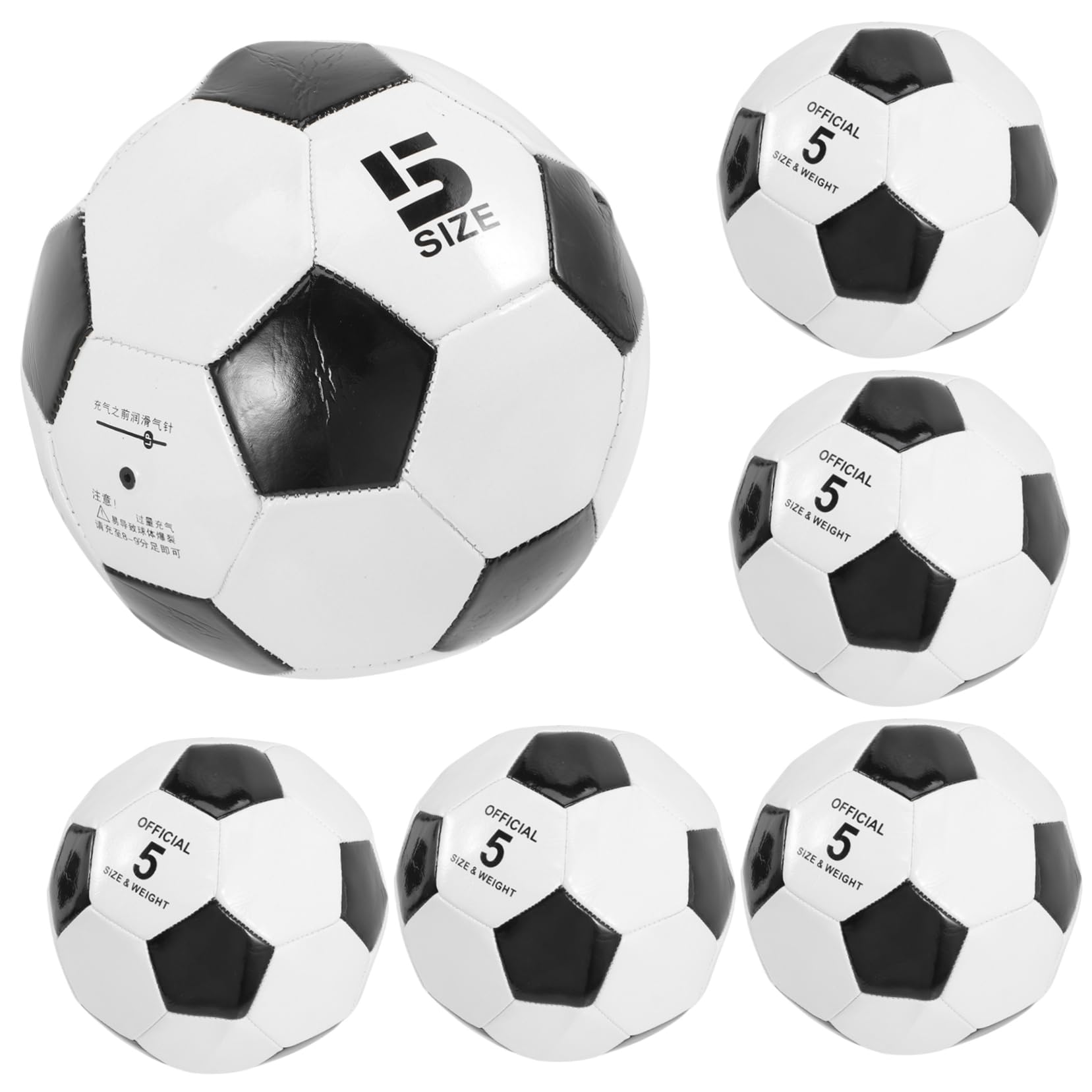 UKCOCO Balón de Fútbol PVC Talla 5 para Entrenamiento y Práctica, 6 Piezas