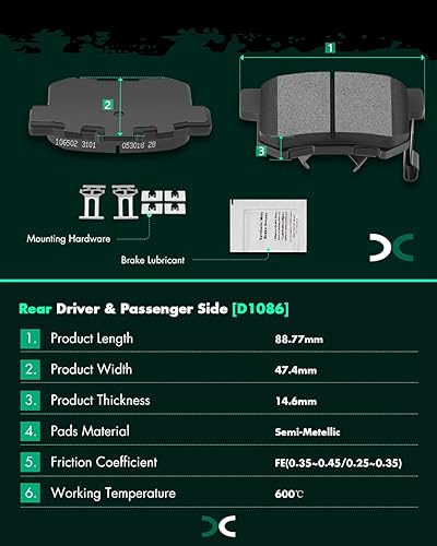Miniatura 351 de SCITOO D1629 Ceramic Brake Pads Sets Front Fit For Dodge For Durango,For Jeep Grand Cherokee,For Mercedes-Benz