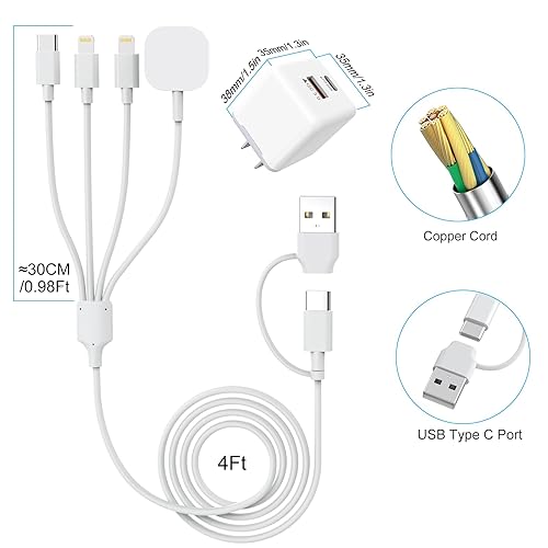 Miniatura 5 de Cargador USB C para Apple Watch 2023 con cargador de pared rápido PD de 20 W para Apple WatchiPhoneAirpods, cable de carga magnético 4 en 2 iWatch