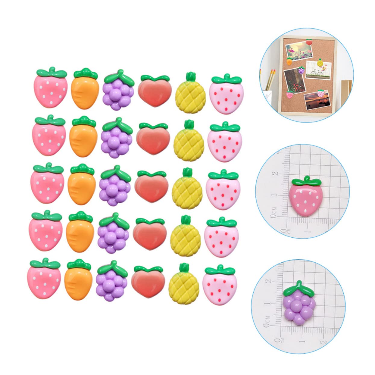 HOMSFOU 4 Sätze Obst Pin Pin Karte Bunte Karten Reißnägel Reißnägel Für Pinnwände Reißnägel Und Reißnägel Reißnägel Zum Aufhängen Von Karten Reißnägeln Dekorative Reißnägel 30 Stück * 4