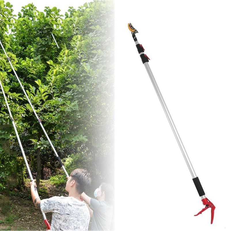 Potatore a Manico Lungo. per Giardino, potatore per Alberi con Impugnatura Flessibile, Ideale per la Raccolta della Frutta e la potatura dei Rami, 4 m