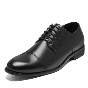 HEEZ Mens Dress Shoes Classic Cap Toe Oxford for Men Non Slip Comfortable Lace Up Derby Shoes for
