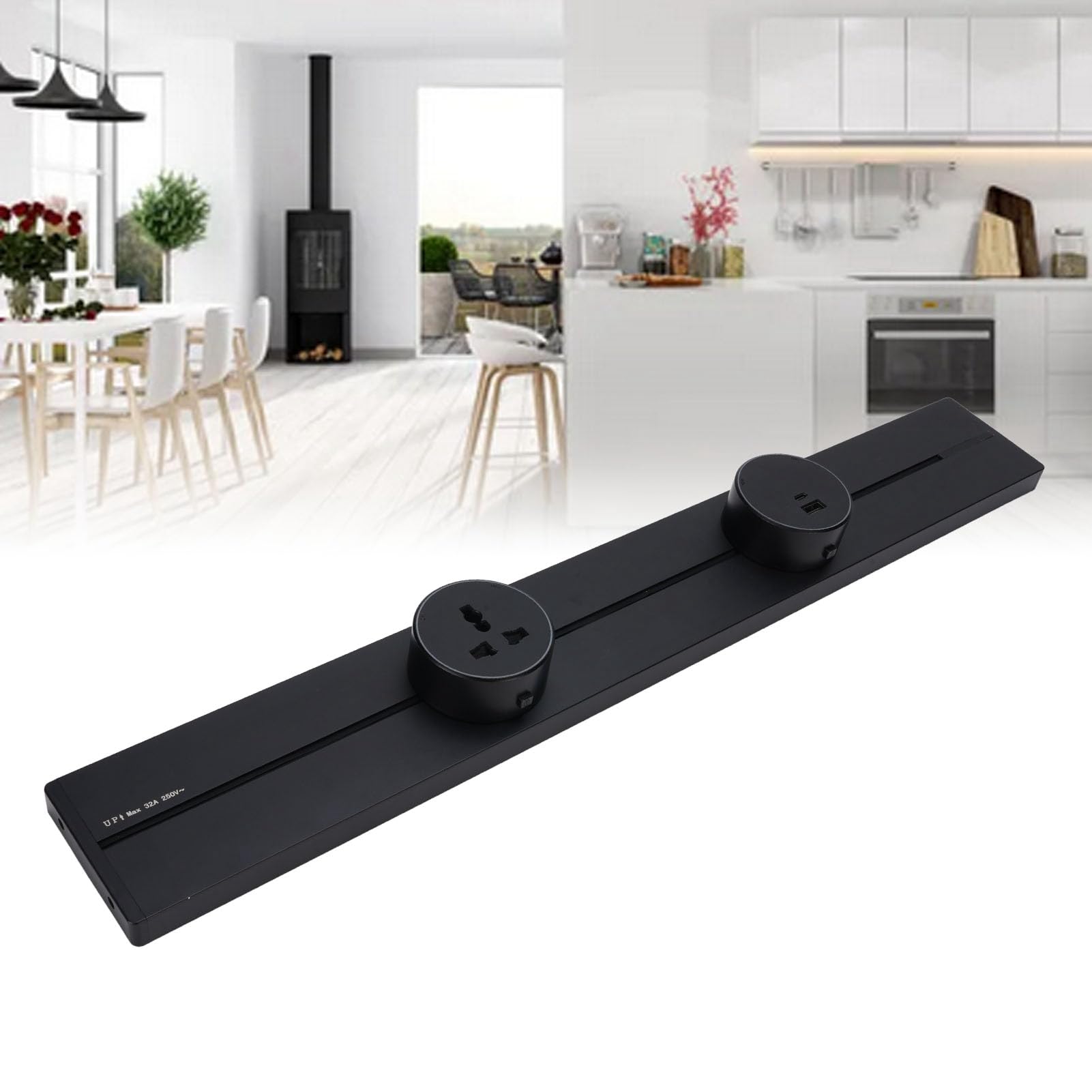Generic Listwa Zasilająca 600 Mm 32 A 8000 W Wpuszczana Listwa Zasilająca do Montażu na ścianie do Sali Konferencyjnej W Hotelu (2 gniazda uniwersalne 1 gniazdo USB i gniazdo)
