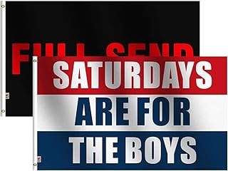 Rhungift 2Pack Full Send &Saturdays for The Boys Flag 3x5 Ft Outdoor Large, Moderate-Outdoor Both Sides Heavy Duty100D Polyester,Fraternities Parties Dorm Room Boys Flag