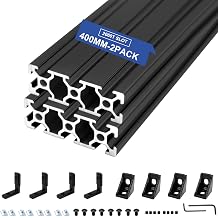 2 Pack 2060 T Slot Extruded Aluminum 400mm Black Extruded Aluminum Profile 20x60 T Slot Frame European Standard Anodized Aluminum Rails 3D Printer Accessories Parts