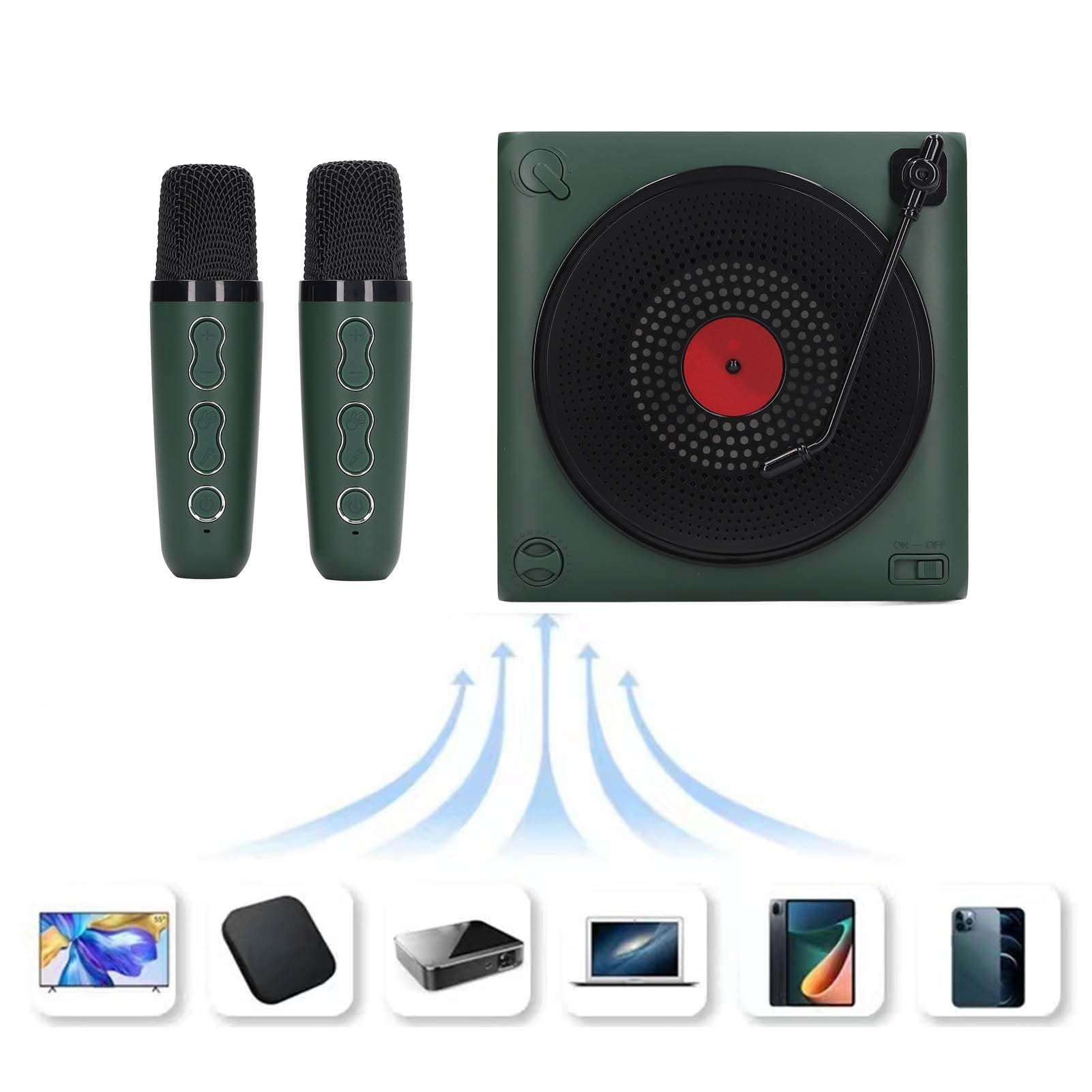 Macchina per Karaoke con Microfono Wireless con Batteria a Lunga Durata, Mini Portatile per Bambini, Adulti, Canta a Squarciagola, connettività (verde) (Verde)