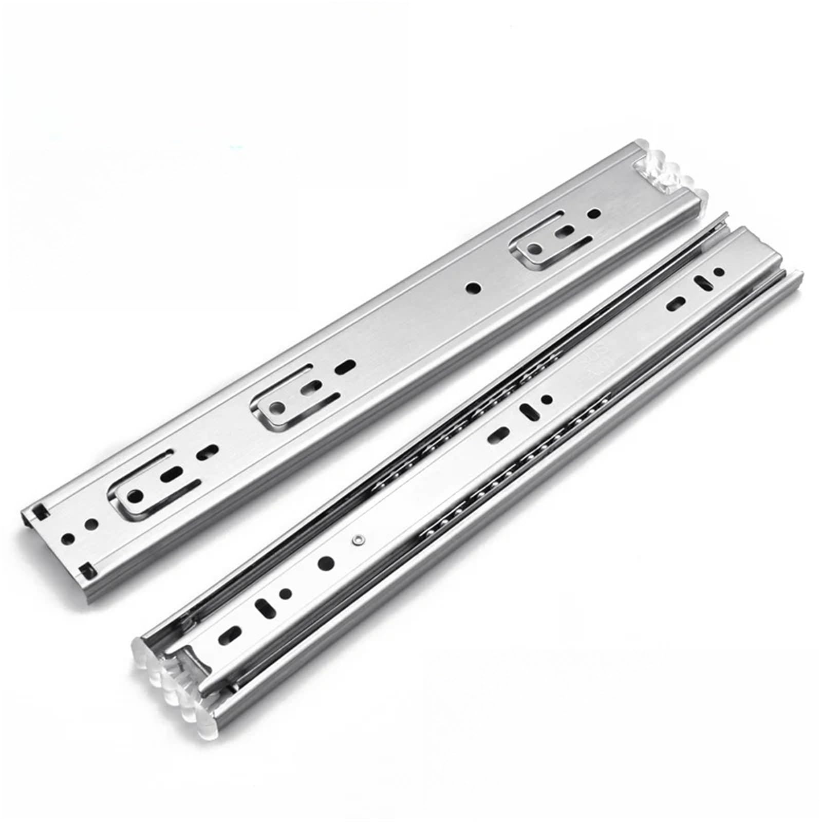 Drawer Slides Drawer Slides Stainless Steel Track Rail Sliding Three Section Cabinet Furniture Hardware(35cm,Buffer)