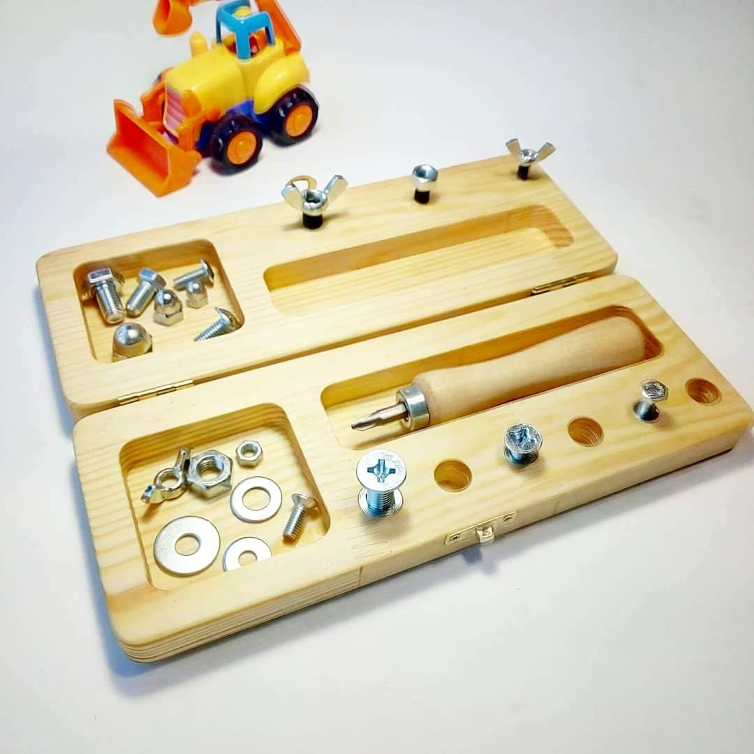 Montessori Life Skills Toy Wooden Screw Driver Board for Kids, Early Development Toy, Sensory Montessori Toy Preschool