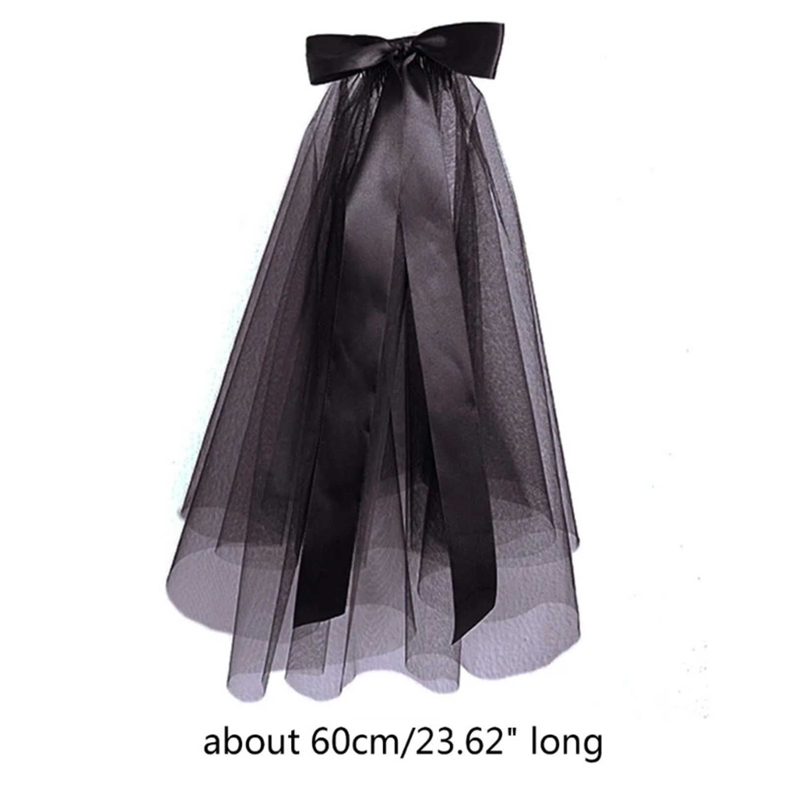 Velo da sposa corto bianco beige nero con bordo a nastro, elegante accessorio da sposa for donna, velo da sposa corto con fiocco decorativo ，Veli da sposa(Rice)